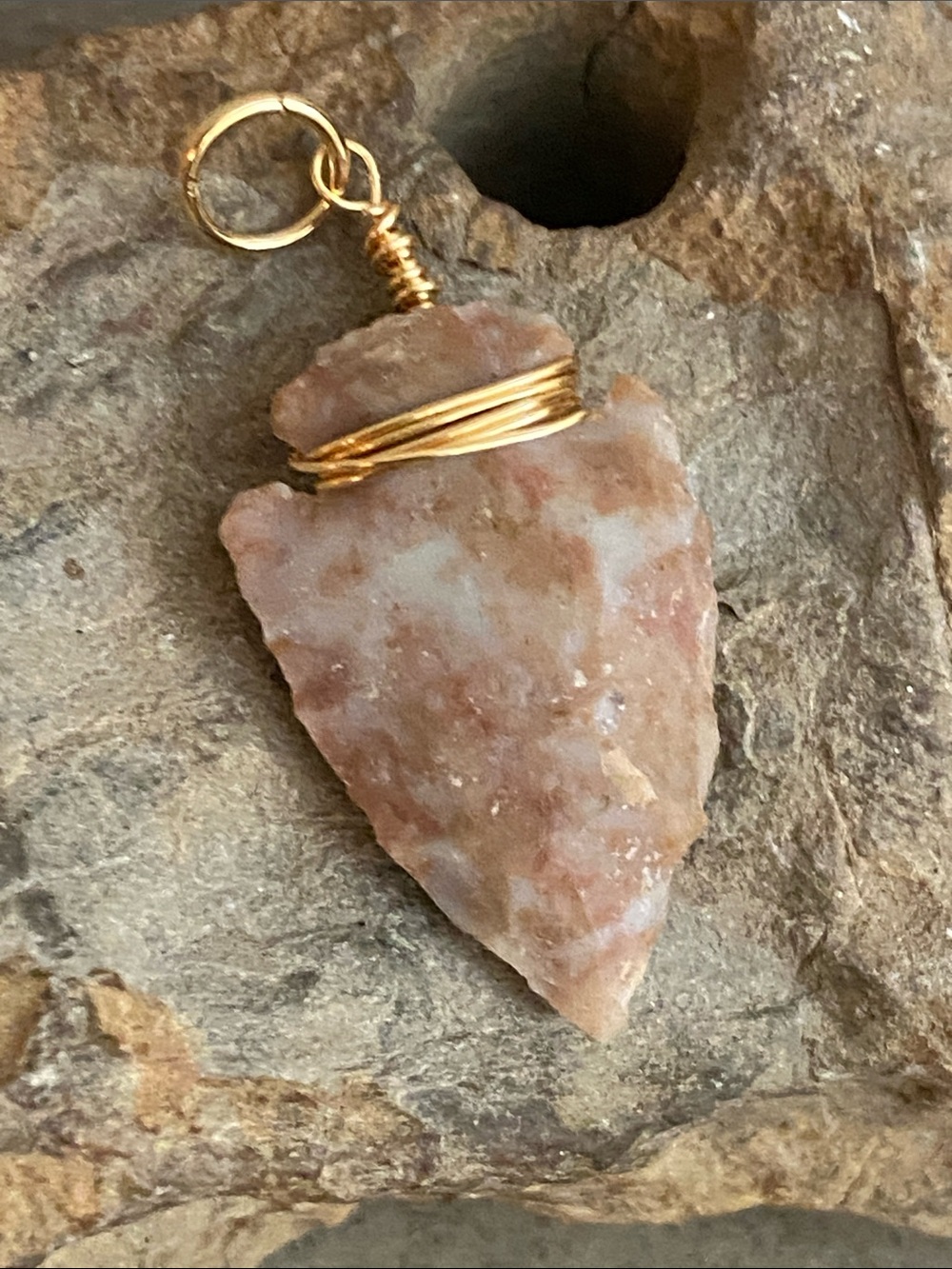 NEW Handmade Wire Wrapped Arrowhead Stone Pendant